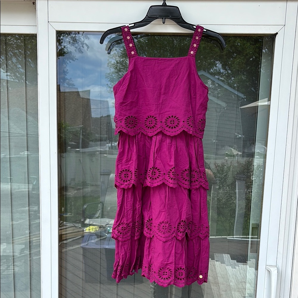Scotch & Soda Girls Park in Bloom Purple Ruffled Tier Eyelet dress-12